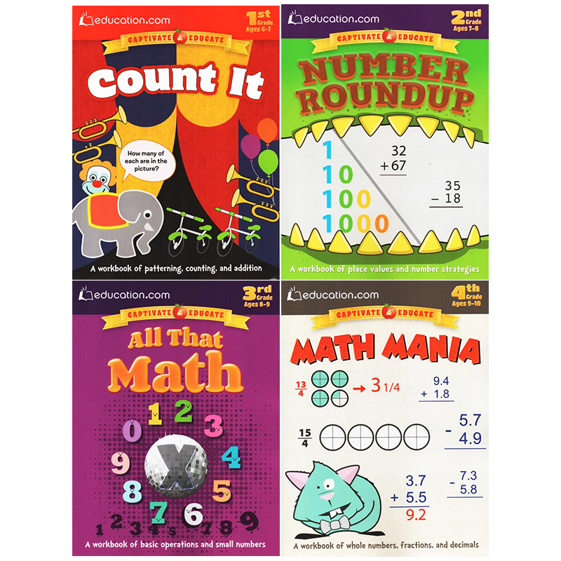小学1-4年级 英文原版 Captivate Educate系列 Education 美国小学数学教育教辅练习书4册