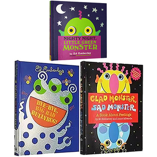 Away Emberley 3册 英文原版 精装 Green Big 洞洞书 预售 Monster 情绪心理成长图画故事书 情绪小怪兽系列