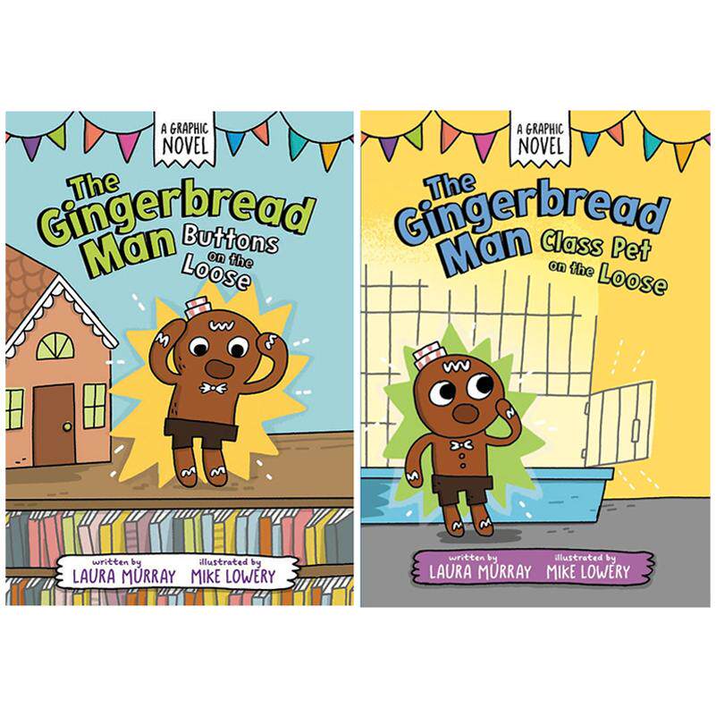 英文原版 The Gingerbread Man 姜饼人冒险 2册合售  儿童全彩漫画绘本 课外阅读故事书