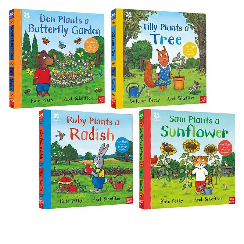 预售 咕噜牛 科普绘本系列 4册 精装 立体翻翻书 Axel Scheffler National Trust Planting 自然植物图画书