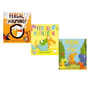 Fuming 儿童启蒙图画故事绘本 Meets Fix Fergal Fern 情绪管理二胎教育 英文原版 小恐龙费格尔三部曲套装