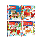 4册 圣诞节系列 Busy系列 Santa 节日套装 Campbell 边玩边学 纸板机关操作书 英文原版 Busy Elves 亲子互动游戏书
