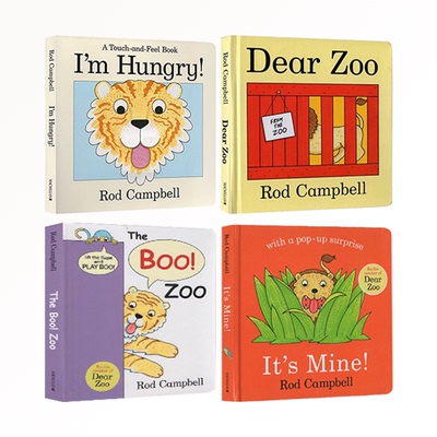 英文原版 I am Hungry/Dear Zoo/It's Mine /Boo Zoo纸板翻翻书4册 亲爱的动物园 Dear Zoo 同作者 Rod Campbell 吴敏兰书单 0-3岁