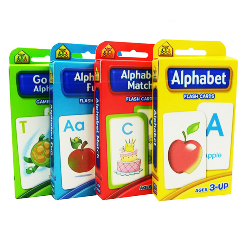 字母套装4盒 School Zone Flash Cards Alphabet Match/Fun 儿童早教英文启蒙字母卡片 字卡闪卡 英文原版 Go Fish Alphabet
