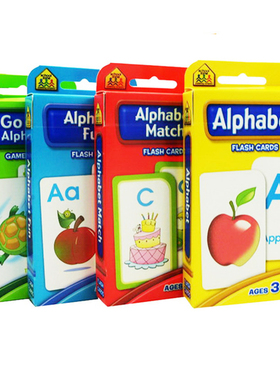 字母套装4盒 School Zone Flash Cards Alphabet Match/Fun 儿童早教英文启蒙字母卡片 字卡闪卡 英文原版 Go Fish Alphabet
