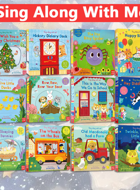 The Wheels on the Bus 巴士上的轮子 Sing Along With Me 歌谣纸板机关操作书  Bizzy Bear 忙碌的小熊 0-3岁幼儿翻翻书 英文原版