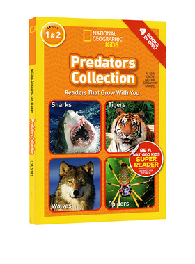 英文原版 National Geographic Kids Predators Collection 4个故事合辑 L1L2美国国家地理儿童百科分级读物 小学STEM课程课外读物