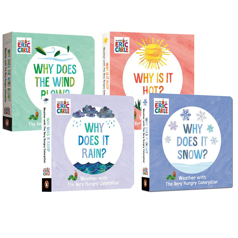 英文原版 Eric Carle 艾瑞卡尔 Why Does It Snow/Rain/Hot? 4册 纸板书 为什么会下雨下雪 天气季节知识绘本