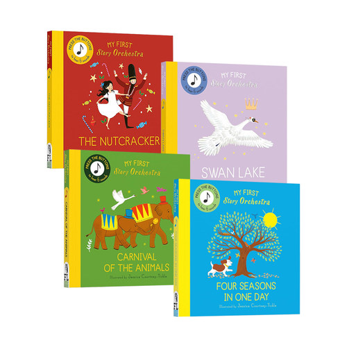 预售 管弦乐团 胡桃夹子/四季/天鹅湖/动物嘉年华 纸板书发音书 4册 My First Story Orchestra 英文原版绘本 儿童古典音乐启蒙