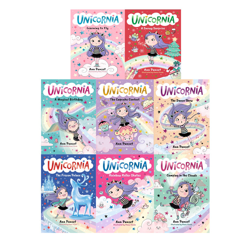 预售 英文原版 Unicornia 独角兽王国系列1-8 8册合售 儿童英文桥梁书 奇幻冒险故事读物