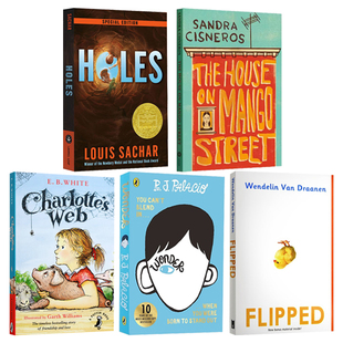 5册 790L 680L 别有洞天Holes 经典 儿童文学小说 奇迹男孩Wonder 网Charlotte 夏洛特 芒果街小屋 英文原版 怦然心动Flipped Web