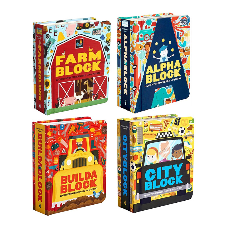 英文原版 创意建筑工地/城市/农场/工地 Buildablock 镂空设计造型纸板书 Cut-out Book 异型书 Alphablock创意字母同系列