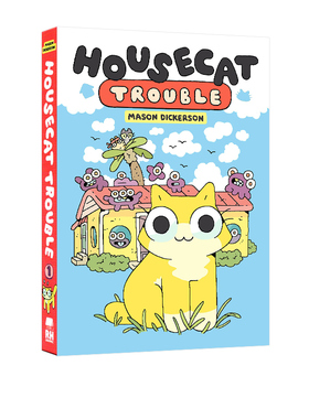 预售 英文原版 Housecat Trouble 精装 图像式漫画读物 儿童全彩幽默爆笑绘本图画书 青少年英语读物