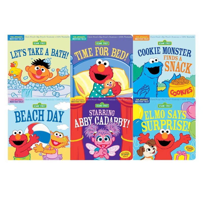 预售 英文原版 Sesame Street 芝麻街 6册合售 美国Indestructibles咬咬书 安全无毒可水洗撕不破咬不坏 0-2岁婴幼儿启蒙早教绘本