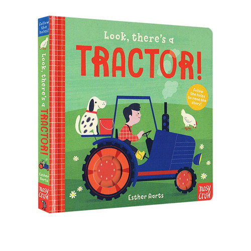 英文原版 Look, There's a Tractor! 趣味洞洞书 纸板书 儿童益智早教绘本 Esther Aarts 大嘴鸟出品 Nosy Corw