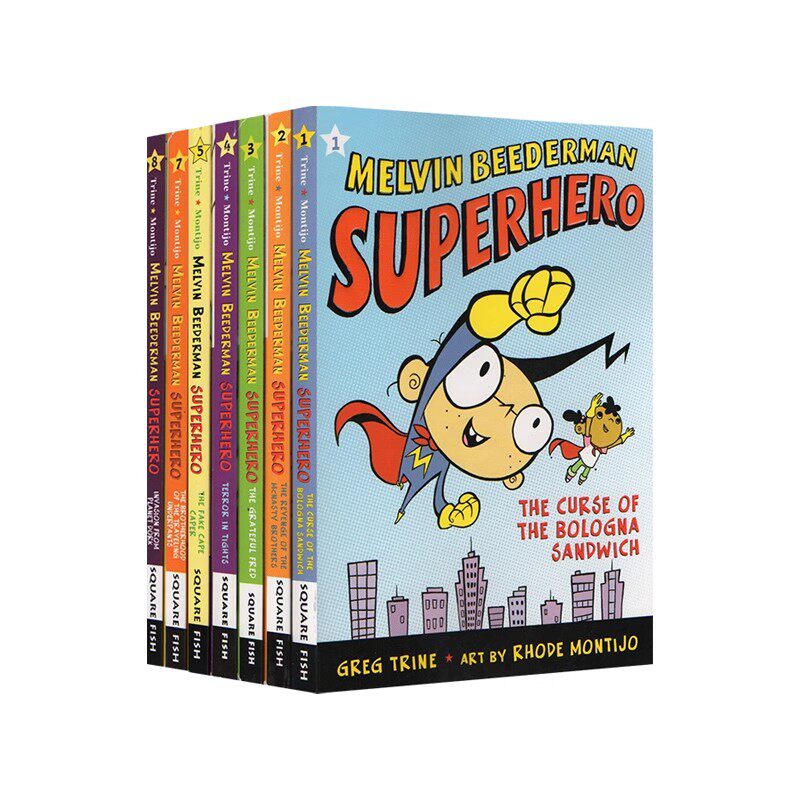 英文原版 Melvin Beederman Superhero 7册 儿童幽默桥梁章节书 超级英雄守护地球 冒险故事小说