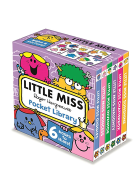 英文原版 Little Miss Pocket Library 奇先生妙小姐 6册纸板书盒装 儿童英语启蒙
