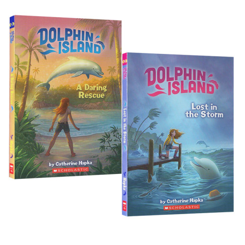 英文原版 Dolphin Island Daring Rescue/Lost in the Storm 2册  友谊 冒险小说 少儿英文课外故事 章节书