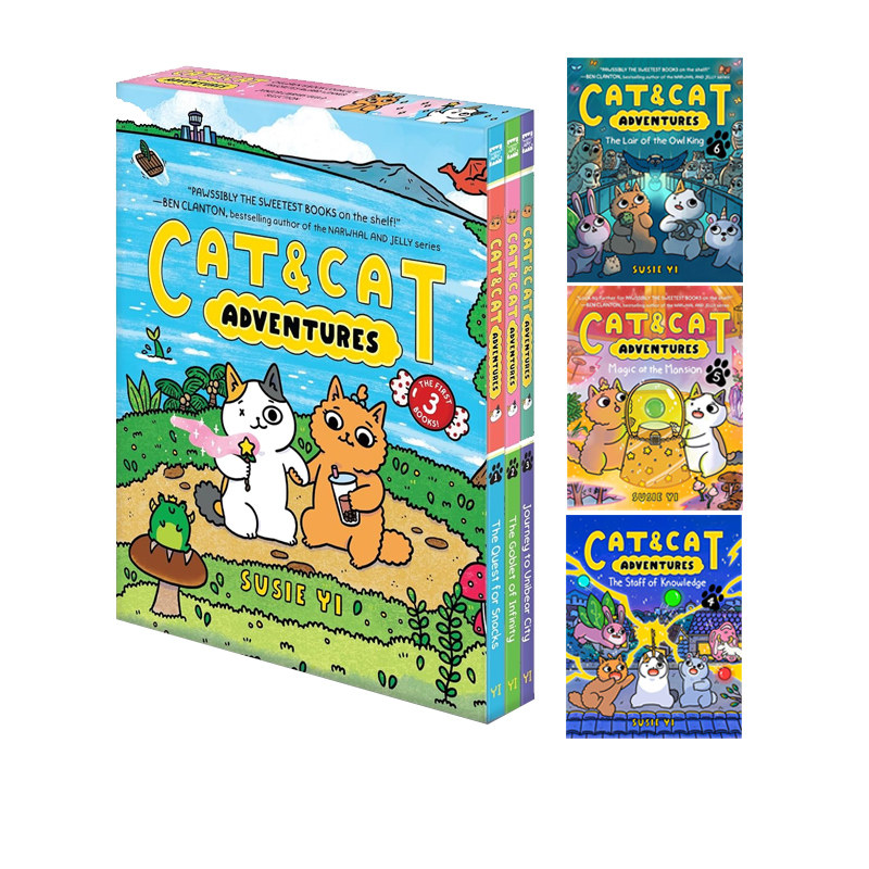 英文原版猫猫历险记 Cat & Cat Adventures 6册合售 友谊主题 全彩漫画绘本图画书 爆笑幽默图像说小说 儿童课外推荐阅读