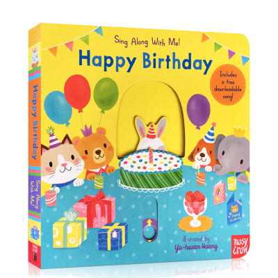 英文原版 Happy Birthday 纸板机关操作书 Sing Along With Me 欧美经典儿歌 欢唱童谣绘本 幼儿启蒙绘本 送音频
