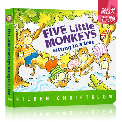 英文原版绘本 五只小猴子系列 Five Little Monkeys Sitting in a Tree 纸板书 廖彩杏书单推荐 儿童启蒙图画故事绘本