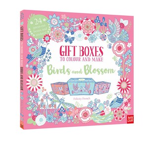 英文原版 Gift Boxes to Colour and Make Birds and Blossom 鸟语花香 制作和涂色精致礼盒 艺术启蒙绘本儿童手工DIY  STEM读物