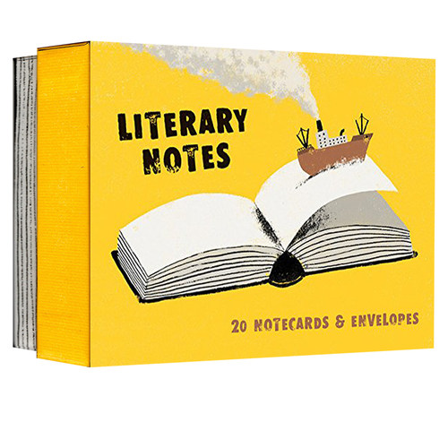 英文原版 Literary Notes 20 Notecards & Envelopes 文学笔记20张卡片和信封盒装 创意漫画记事本卡片 Chronicle