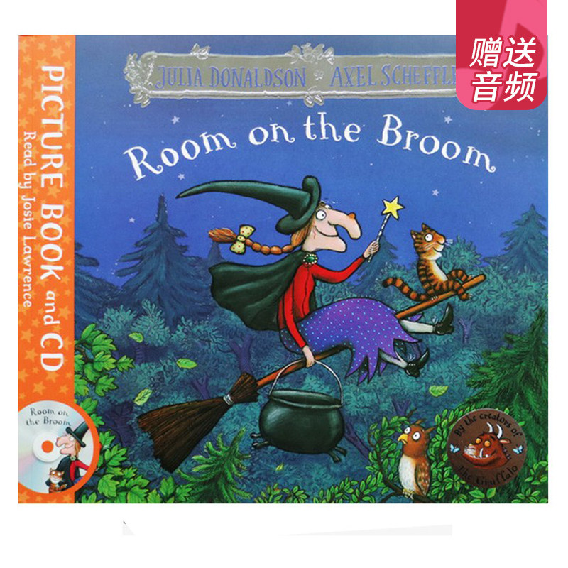 英文原版绘本 Room on the Broom 书+CD 女巫扫帚排排坐韵文 儿童英语启蒙绘本有声读物 朱莉娅唐纳森 咕噜牛作者