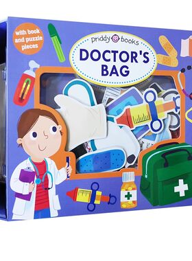医生 小小角色扮演家 英文原版 Let's Pretend Doctor's Bag 亲子互动拼图纸板书 边玩边学儿童启绘本 礼盒装小孩礼品