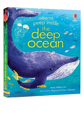 英文原版 Peep Inside the Deep Ocean 纸板书 偷偷看里面系列 儿童启蒙纸板机关翻翻书 尤斯伯恩幼儿科普绘本