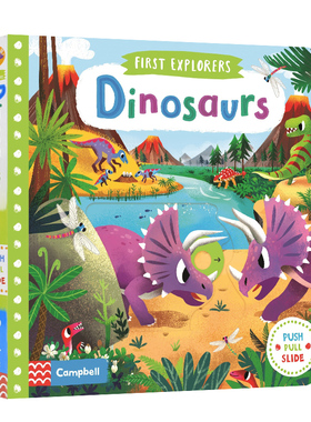 英文原版绘本 First Explorers Dinosaurs 幼儿知识探索科普启蒙  恐龙 机关操作活动纸板书