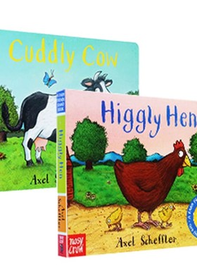 Higgly Hen+Cuddly Cow 纸板发音书2册 A Farm Friends Sound Book 咕噜牛作者Axel Scheffler