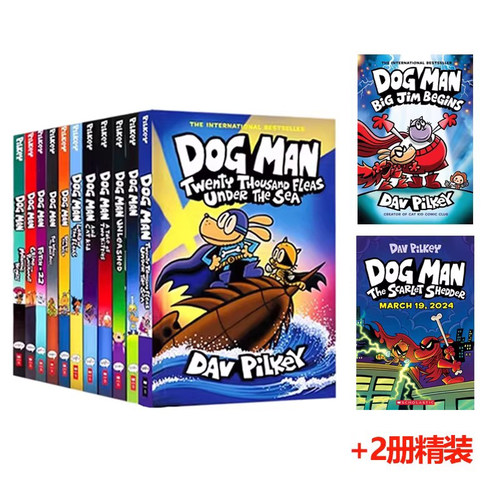 英文原版 Dog Man 1-13册 含2册精装 神探狗狗的冒险 The Adventures of Dog 学乐 内裤超人作者 Dav Pilkey 漫画书全彩桥梁章节书