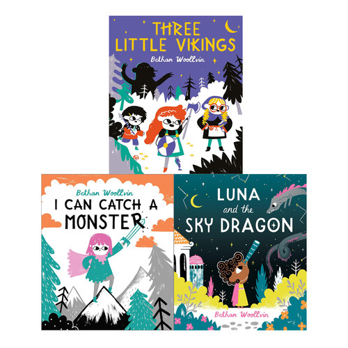 #预售 Bethan Woollvin 3册合售 I Can Catch a Monster/ Luna and the Sky Dragon/Three Little Vikings 英文原版 儿童绘本