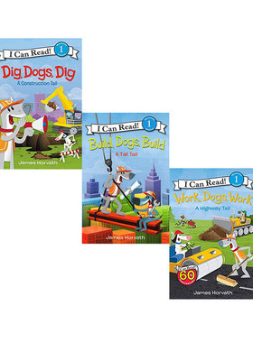 英文原版 Build, Dogs, Build/Work, Dogs, Work/Dig, Dogs, Dig 3本 I Can Read 第1阶段 英文原版分级读物 英语启蒙故事