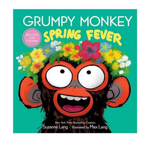 英文原版 Grumpy Monkey Spring Fever 精装 含贴纸 暴躁猴 幼儿情绪管理 英语启蒙图画书 Suzanne Lang