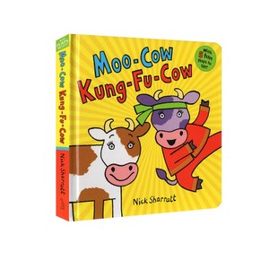 边玩边学 Sharratt Cow Nick 英文单词学习 儿童启蒙认知 纸板翻翻书 Kung Moo 英文原版