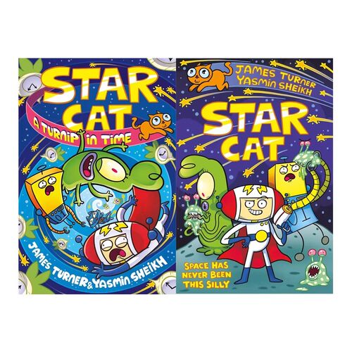 英文原版 星际猫 Star Cat A Turnip in Time  2册 全彩漫画书 搞笑科幻 宇宙主题灾难漫画 中小学课外阅读 James Turner
