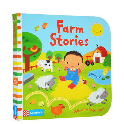 英文原版 儿童绘本 Farm Stories  Follow the Finger Trails 纸板触摸翻翻书 边玩边学 亲子互动学习