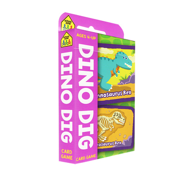 英文原版 School Zone Dino Dig Flash Card Game 54张闪卡 恐龙挖掘 纸牌游戏 儿童认知启蒙闪卡 提高视觉记忆 集中注意力 4岁+
