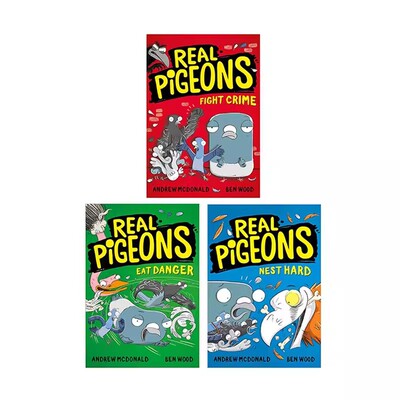 预售 英文原版 Real Pigeons 真正的鸽子系列3册 鸽子侦探 儿童英语桥梁章节漫画书 冒险故事