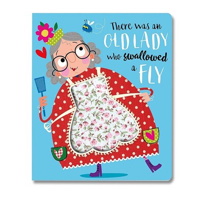 英文原版 There Was an Old Lady Who Swallowed a Fly 有个吞下苍蝇的老奶奶 触摸书 幼儿韵文启蒙