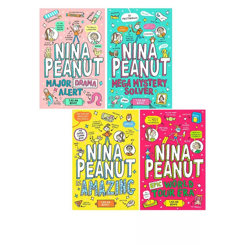 预售 英文原版 Nina Peanut Is Amazing 大冒险家妮娜 4册 儿童全彩漫画小说 幽默搞笑 校园成长故事 青少年英语课外读物