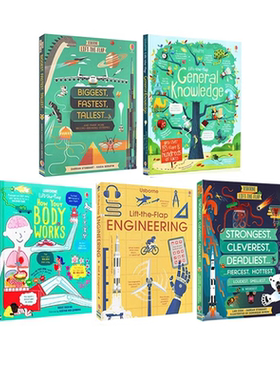 英文原版 Usborne Lift the Flap Engineering 5册合售 青少年STEM知识类读物 百科科普纸板翻翻书 最大最快最高/你的身体如何工作