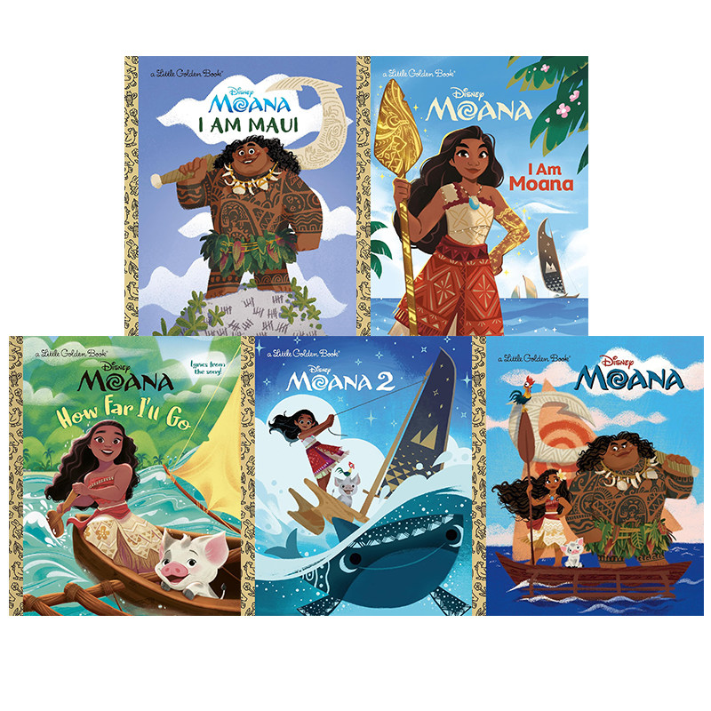 预售 英文原版 Disney Moana 迪士尼 海洋奇缘 绘本图画书 小金书 5册套装 精装 幼儿英语启蒙 2-5 岁儿童早教故事书