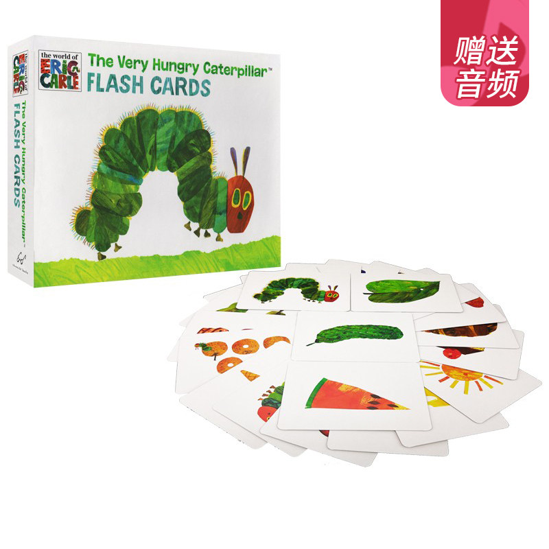 英文原版 饥饿的毛毛虫 The Very Hungry Caterpillar Flash Cards 礼盒装硬卡片 幼儿英文单词学习 Eric Carle卡尔爷爷绘本