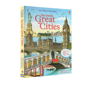 预售 英文原版 Usborne See Inside Great Cities 看里面系列 探索大城市揭秘 纸板翻翻书 尤斯伯恩 儿童科普认知绘本