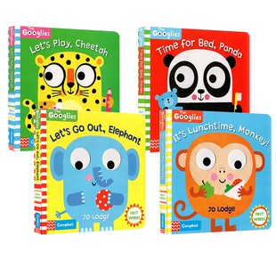 【100选4】Wiggle and Giggle系列 0-3岁幼儿习惯养成情商教育 英文原版绘本 纸板翻翻操作书 Googlies It's Lunchtime, Monkey