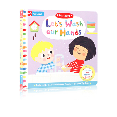 英文原版 Big Steps系列 Let's Wash Our Hands 一起来洗手 翻翻书机关操作纸板书 幼儿生活习惯培养自理能力绘本