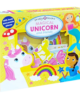 英文原版 小小角色扮演家 独角兽 Magical Unicorn and Friends Let's Pretend 亲子互动拼图纸板书 礼盒装小孩礼品 边玩边学